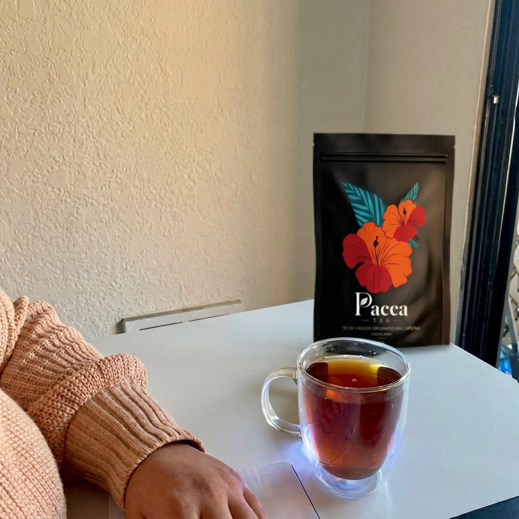 Té de Hibisco Pacca en escritorio